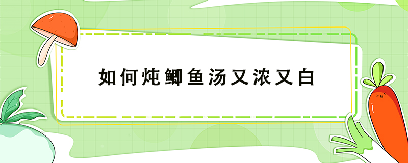 如何燉鯽魚(yú)湯又濃又白